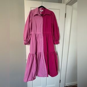 Christopher John Rogers Target Two-Tone Pink Button-Front Dress 16